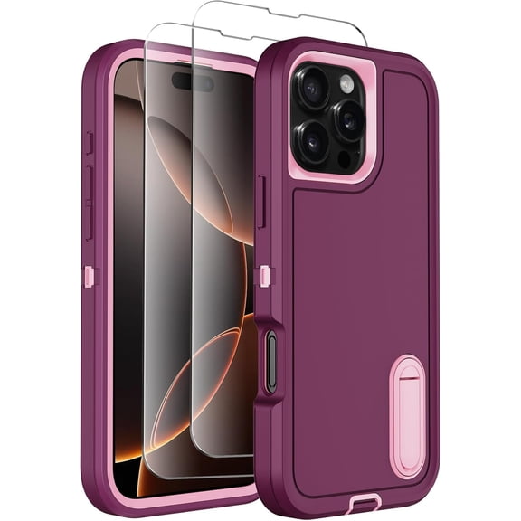 BENTOBEN Case for iPhone 18 Pro (2026) / Case for iPhone 17 Pro (2025) 6.3" with Screen Protector Built in Kickstand, Shockproof Protective, Slim & Tough, Pocket-Friendly, with Port Protection, Purpl