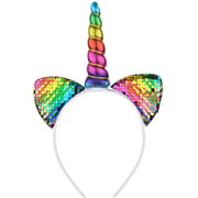 Love Sweety Unicorn Flower Crown Headband Animal Ear Headband (Cat Rainbow)