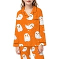 thumbnail image 5 of Afdoent Girls Pajamas Set Halloween Ghost Print Sleepwear Soft Long Sleeve Button-Down Sleepwear Nightwear 2Pcs Pajama Sets Loungewear Comfortable For Kids Holiday 7-8 Years, 5 of 5