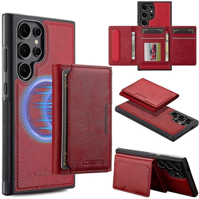 LC.IMEEKE L5 For Samsung Galaxy S22 Ultra 5G Magnetic Phone Case Leather Back Cover with Detachable