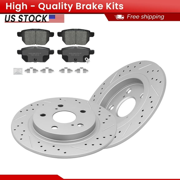 ACB ZONE Rear Brake Kits for 2009-2010 Pontiac Vibe 2008-2015 Scion XB 2009-2011 2013 2014 Toyota Matrix, Drilled Slotted Disc Brake Rotors and Ceramic Brake Pads