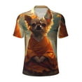 thumbnail image 2 of Daiia Maple Leaf Meditating Chihuahua Pattern Men’s Polo Shirts,Solid Deck Shirt,Classic Fit, Breathable Cotton Polo for Casual and Sport Wear-Large, 2 of 7