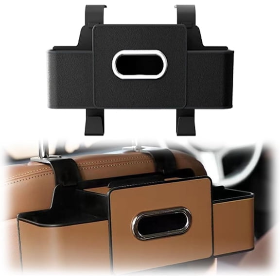 3-in-1 Car Backseat Organizer, 2026 New Multifunctional Leather Storage Box with 2 Back Seat Cup Holders & Tissue Holder for Phones, Drinks & Travel Essentials