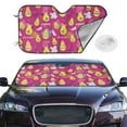 thumbnail image 2 of Haiem Pink Green Avocado Car Windshield Sun Shade - Blocks UV Rays Sun Visor Protector, Sunshade to Keep Your Vehicle Cool, Universal Fit SUV Van Sedan-Medium, 2 of 7