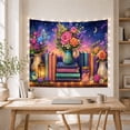 thumbnail image 5 of Books and Roses Against Starry Night Sky Whimsical Fantasy for Book Lovers, Magical Library Decor, Birthday Gift, Tapestry Wall Hanging for Bedroom and Living Room, 5 of 7