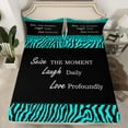 thumbnail image 2 of jejeloiu Inspirational Quote Theme Twin Sheet Sets,Wild Zebra Stripes Twin Fitted Sheet,Cyan Black Flat Sheet For Girls Boys,Microfiber Bedroom Decor,3pcs, 2 of 7