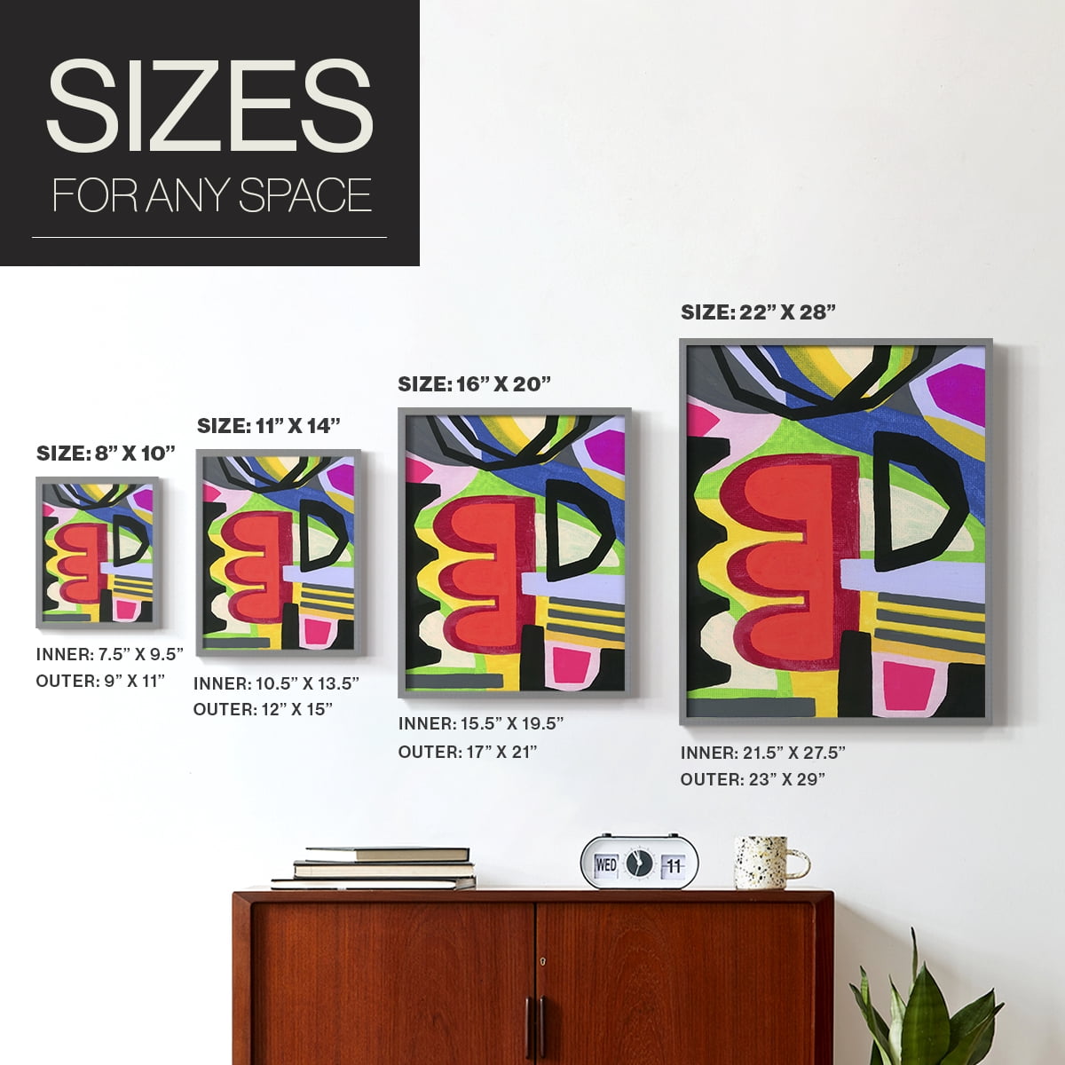 Bold Shape Shift I Framed Print in Gray Solid Wood Framed Print No Nail Hanging
