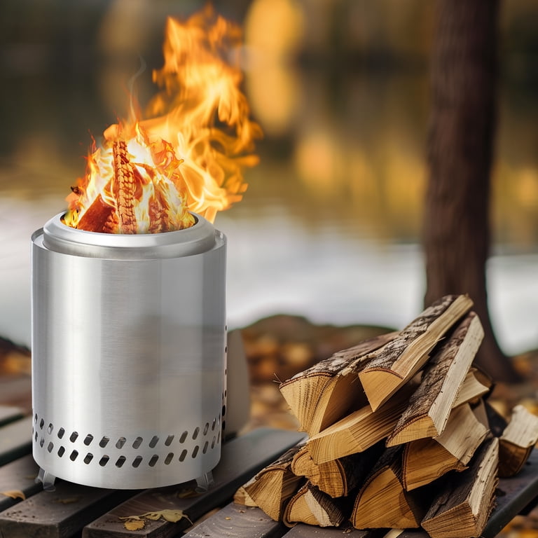 ZUNMOS 7 inch Portable Tabletop Fire Pit - Dual Fuel, Smokeless