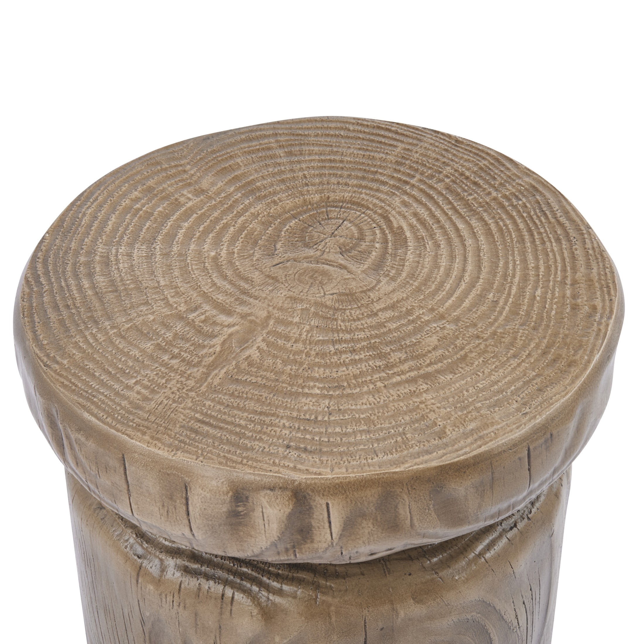 Christopher Knight Home Indoor/Outdoor Wood Grain Side Table, MGO Lightweight Concrete Tree-Stump, Brown