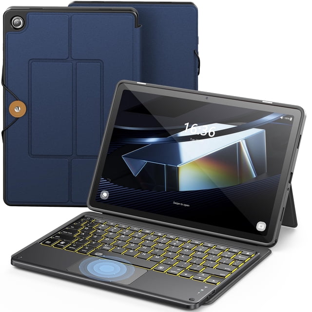Funda de teclado INFILAND para Samsung Galaxy Tab A9+ de 11 pulgadas, color azul marino