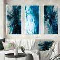thumbnail image 1 of Designart "Aqueous Whimsy in Teal and Black II" Abstract Framed Wall Art Set Of 3 - Teal Abstract Frame Gallery Set For Office Decor, 1 of 6