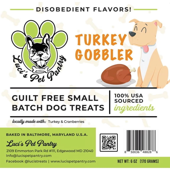 Turkey Gobbler "Turkey & Cranberry Biscuits" Dog & Puppy Treats! 6 oz. Treat Bag of Yummy Goodness!