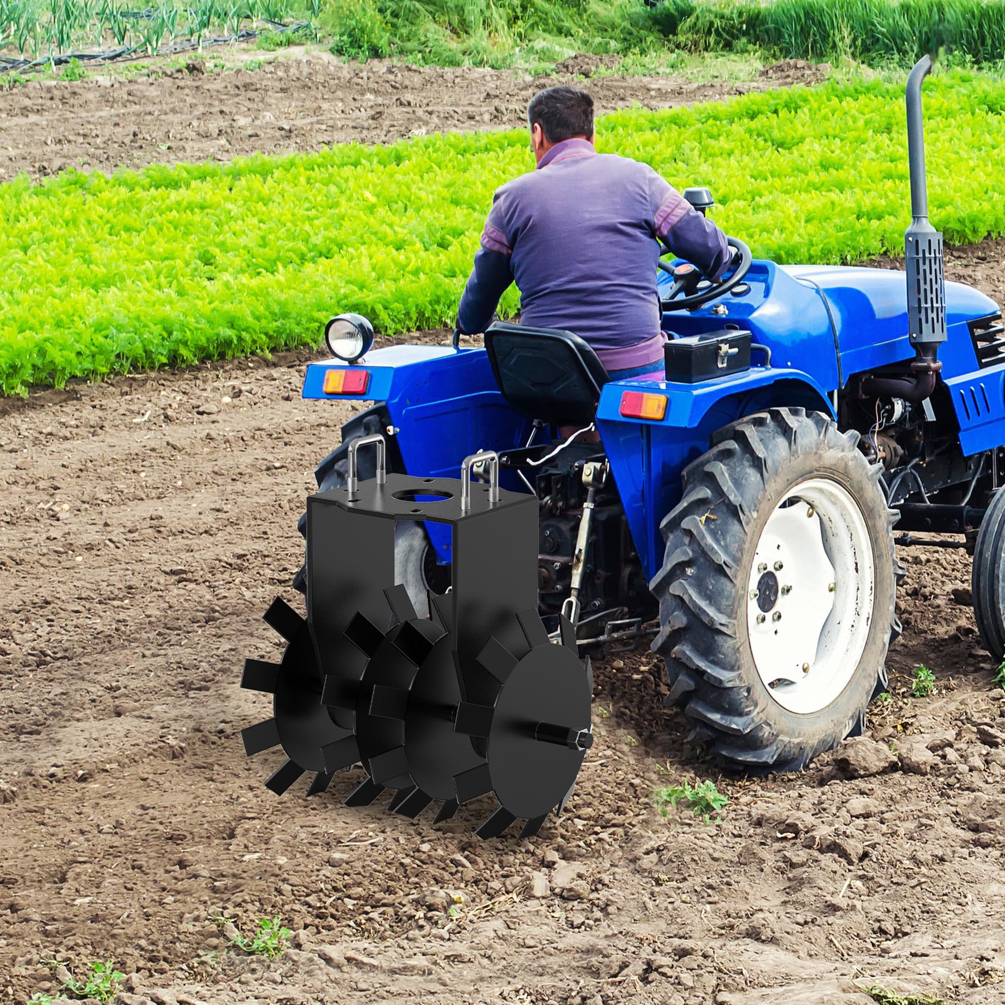 Luku 32 Inch Heavy-Duty Disc Plow Harrow with Universal 2 Inch Hitch, Adjustable Height, ATV UTV Tow-Behind, Hard Soil and Orchard Trenching Tool, Deep Tilling Equipment