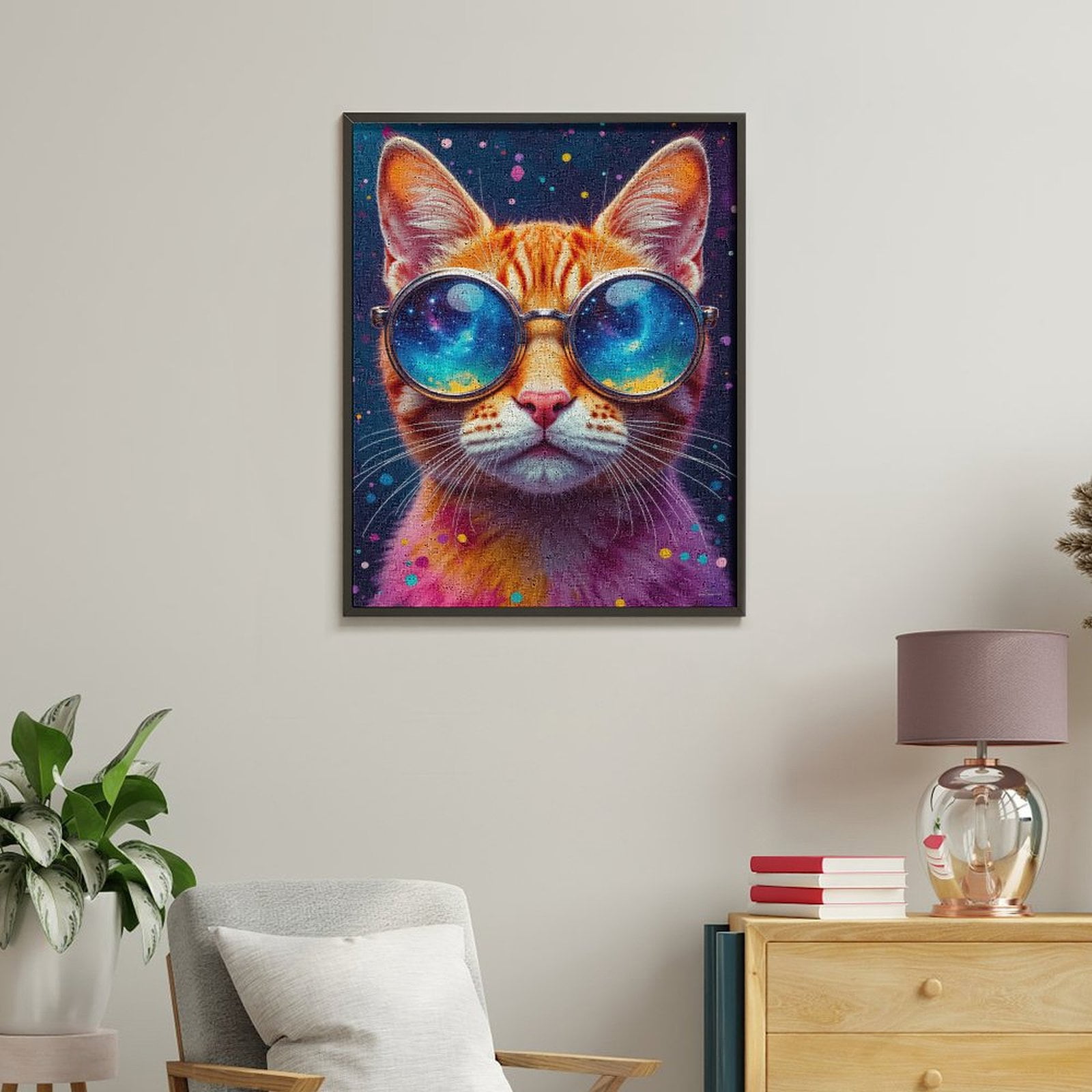 Paint By Numbers Kit for Adults Beginner - DIY Cat Galactic Glasses Art Canvas Painting Kits for Adults, Frameless Paint By Number for Adults for Home Wall Decor 16x20 Inch