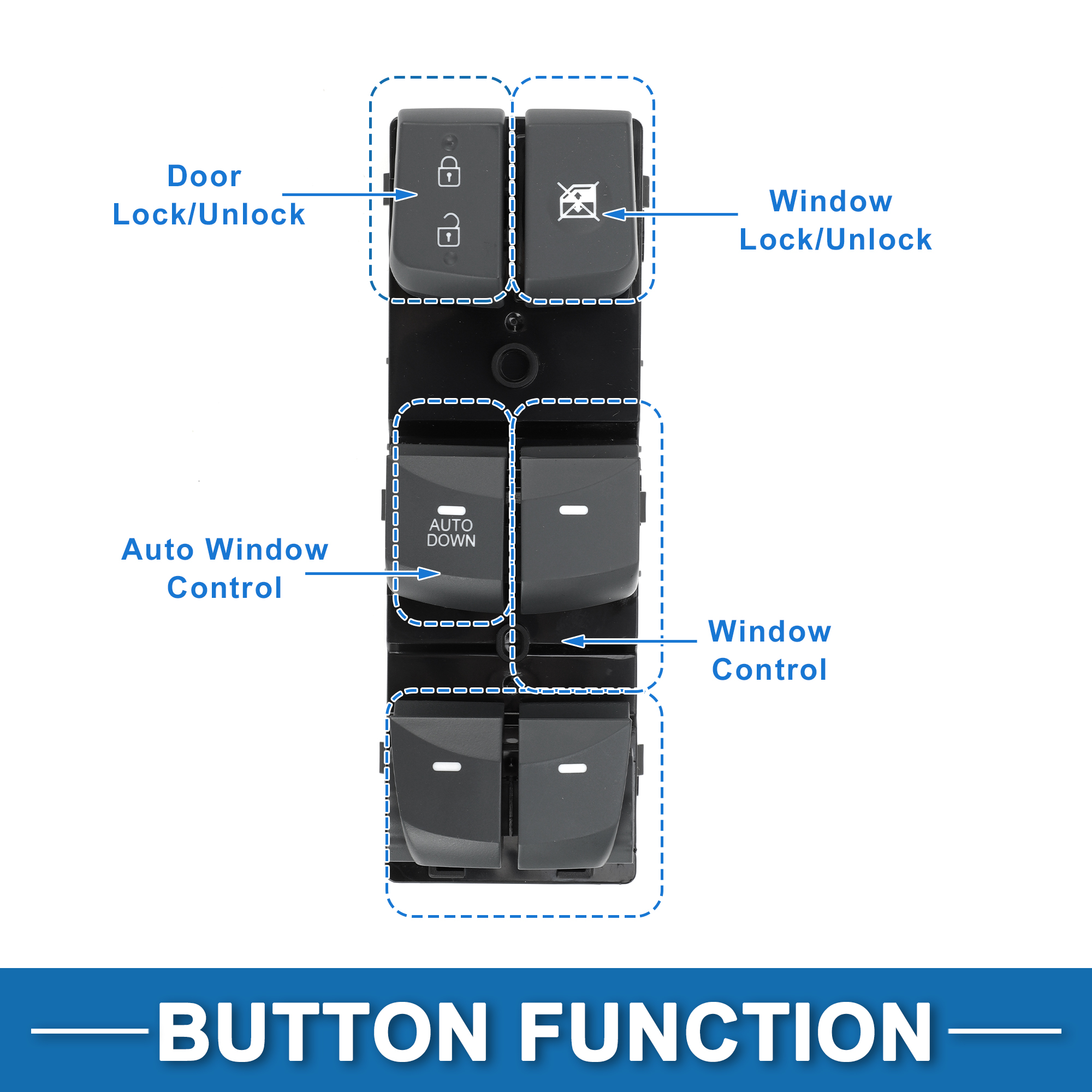 Unique Bargains Power Window Switch No.935703X032RAS Front Left Driver Side Window Switch