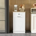 thumbnail image 4 of Trash Cabinet Double Tit Out Trash Bin, Dog Proof Hideaway Tilt Out Double Trash Can Holder with Two Drawers, Free Standing Recycling Cabinet for Kitchen Living Room White Double Door Black, 4 of 12