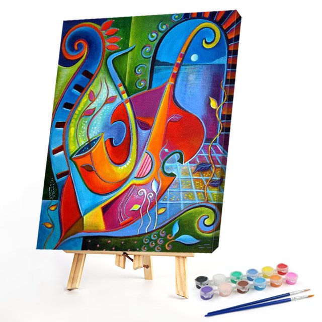 Instrumento Musical pintura al óleo por números Kits lienzo dibujo DIY imagen para colorear Likrtyny decoración de arte