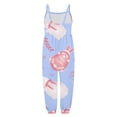 thumbnail image 4 of Chenglor Toddler Strap Romper Baby Floral Cartoon Easter Bunny Jumpsuit Playsuit Girls Kids Suspender Overalls Summer Outfits Clothes #Light Purple 7-8 Years, 4 of 5