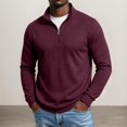 thumbnail image 4 of Domuza Quarter Zip Pullover Sweatshirt for Men, Waffle Knit Mock Neck Polo Sweater, Fashion Winter Long‑Sleeve Casual Tops, 4 of 8