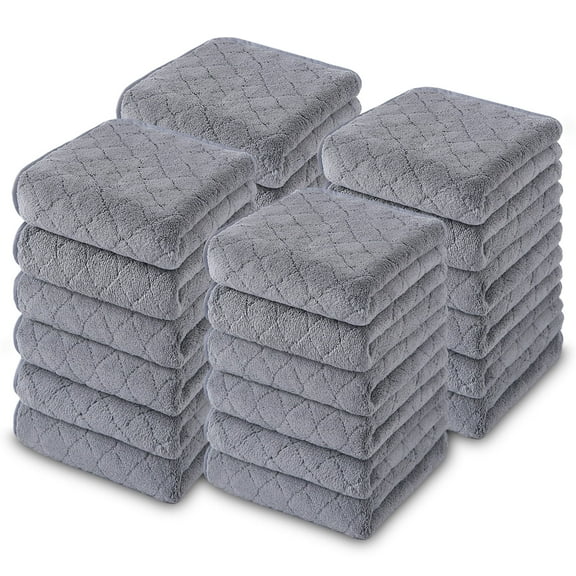 Jessy Home 24 Pack Dark Gray Washcloths for Bathroom 13x13 Inch Ultra Soft Hand Face Towels