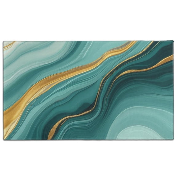 Teal Gold Marble Pattern Door Rugs,Washable Non Slip Door Mats Indoor,Decorative Door Mats,Entry Mat Indoor for Entrance,Bedroom,Kitchen,Bathroom,17"x30"