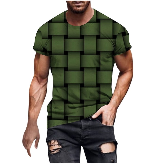 T-shirt à Manches Courtes Imprimé pour Hommes Col Rond Mode Décontractée Manches Courtes