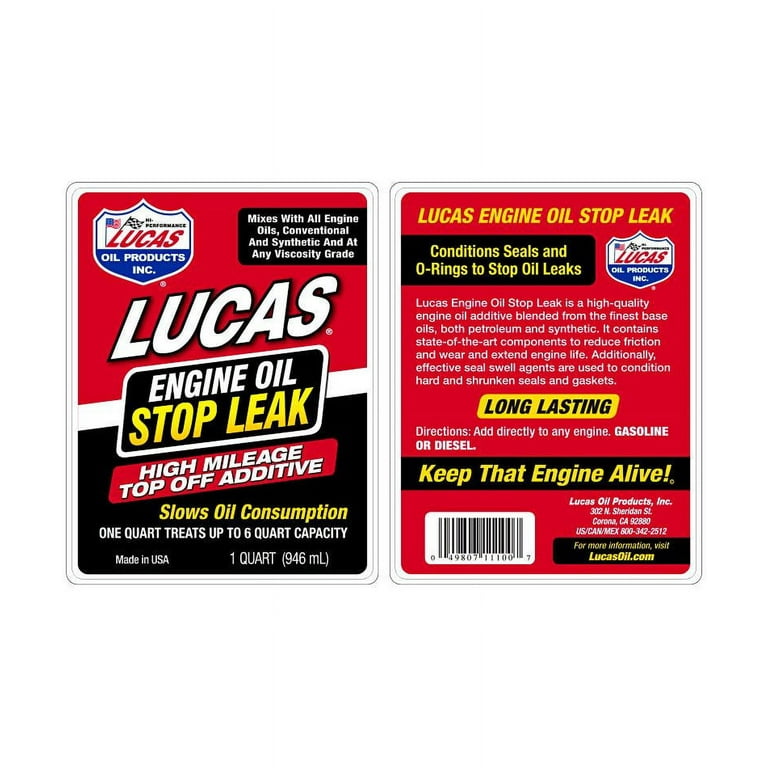 Lucas Engine Oil Stop Leak, Engine Oil Additives