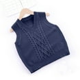 thumbnail image 2 of Gubotare Girls Vest Sweater Unisex Baby Sweater Vest Knitted Soft Uniform Cotton V-Neck Sleveeless Waistcoat Vest Size 5-6 (Navy,5-6 Years), 2 of 9
