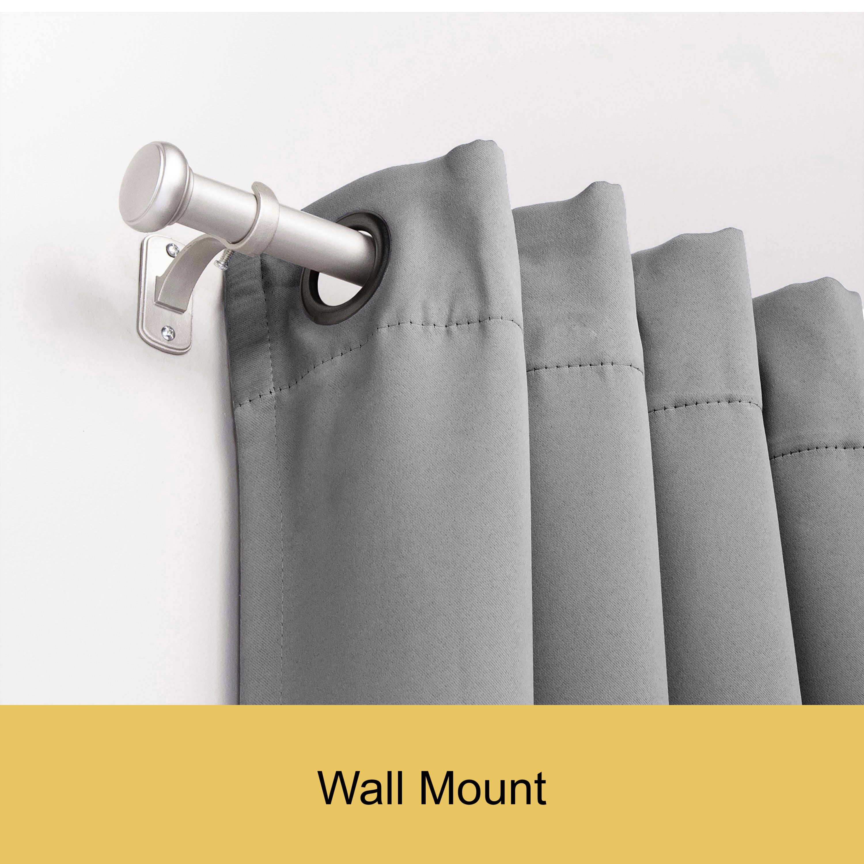 Kenney Weaver 1" Rust-Resistant Single Curtain Rod, 72-144", Brushed Nickel