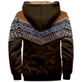 thumbnail image 4 of Men's Winter Print Hooded Jacket, Plaid Ethnic Pattern Fleece-Lined Thick Casual Zipper Coat for Outdoor Leisure and Holiday Gift,Brown,M, 4 of 5
