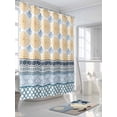 thumbnail image 3 of Boho Shower Curtain, Geometric Stripes Damask Bathroom Decor Curtains Set with Hooks, Yellow Blue Waterproof Fabric Home Accessories， 60 X 72 Inch Long, 3 of 6