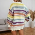 thumbnail image 2 of Women Contrast Striped Pullover Sweater 2025 Fall Outfits Oversized Knit Jumper Tops Long Sleeve Crew Neck Lightweight Knit Trendy (Yellow,Medium), 2 of 7