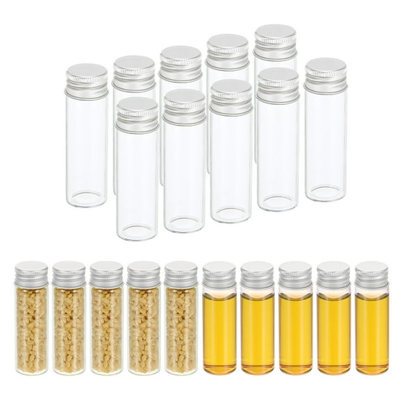15ml Clear Glass Vials, 20 Pack Small Liquid Sample Vial with Screw Caps Leak-Proof Bottles Empty Jars Powder Container, Silver