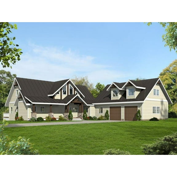 001-3555: Mountain Craftsman 3 Bed, 4 Bath Luxury Home Plan, 4240 Sq Ft: Full Blueprints with License to Build by Home Plan Marketplace - Lesuto