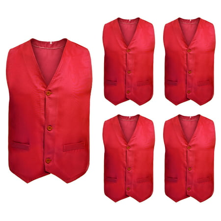 5 Packs Button Vest Twill Dressing Up Waistcoat Halloween Costume for Boys Girls-Red-4