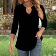 thumbnail image 2 of Diufon Womens 3/4 Sleeve Tops Business Casual Blouses V Neck Pleated Shirts Solid Color Dressy Tunic Tops, 2 of 6