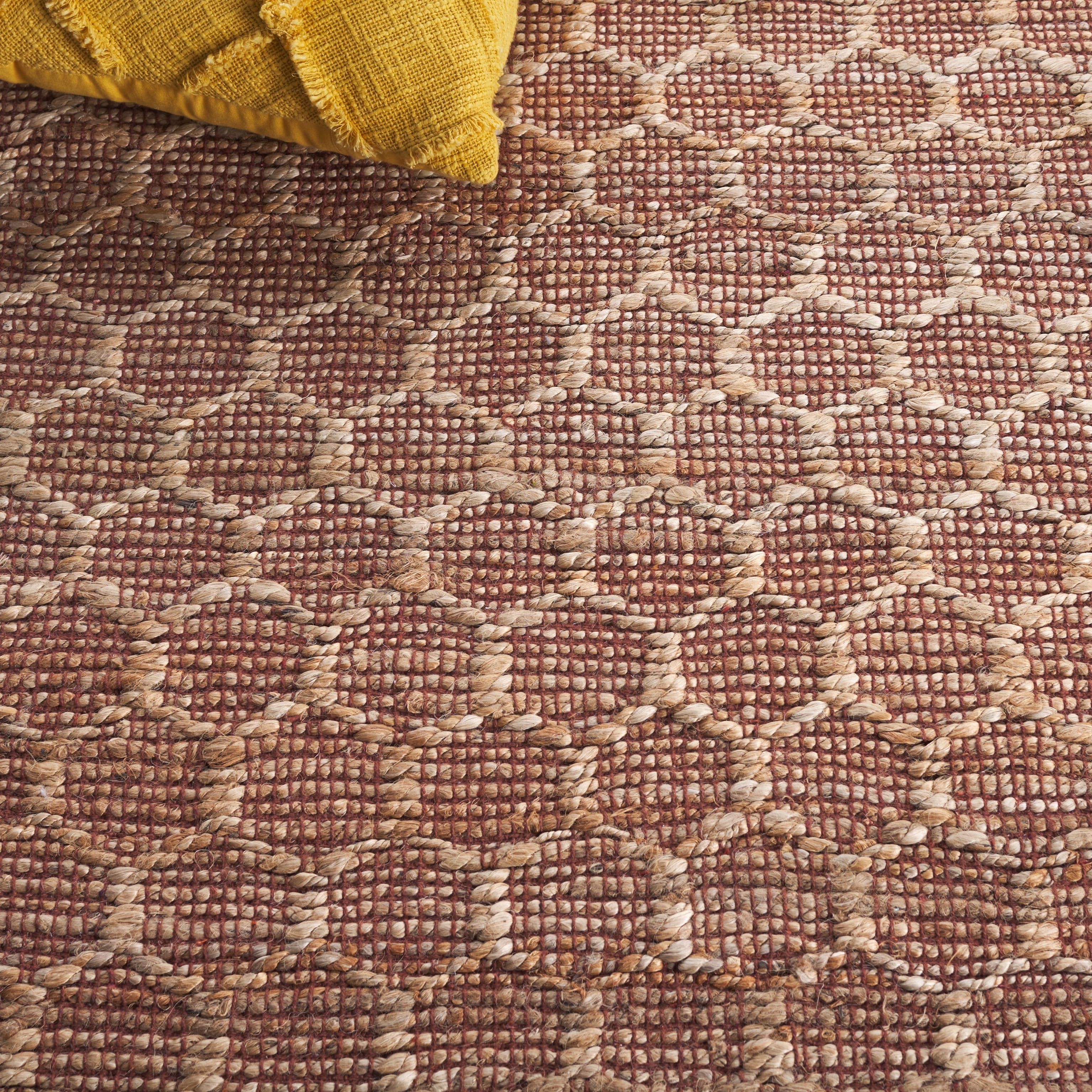 SAFAVIEH Cape Cod Fallon Geometric Area Rug, Rust/Natural, 6' x 6' Square