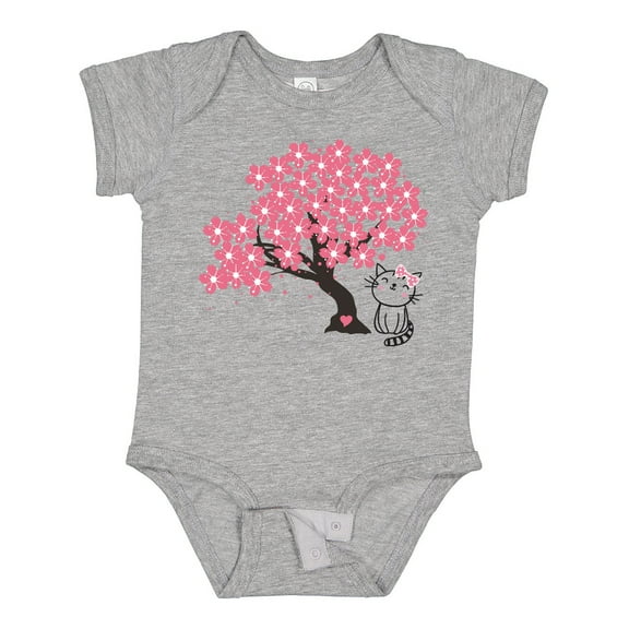 Inktastic Japanese Cherry Tree Kitty Cat Girls Baby Bodysuit