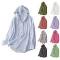 thumbnail image 4 of Chiccall Long Sleeve Hoodie for Women Summer Breathable Sun Protection Drawstring Hooded Jacket Fall Trendy Lightweight Button Down Tops, 4 of 4