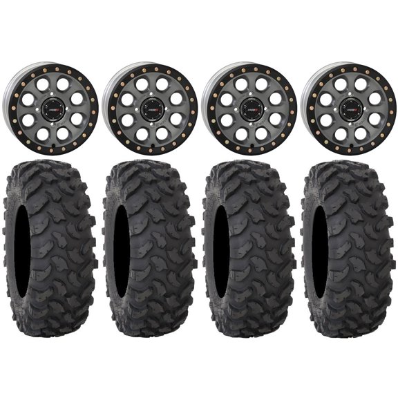 System 3 SB-7 15" Wheels Titanium (6 1) 30" XTR370 Tires Sportsman RZR Ranger