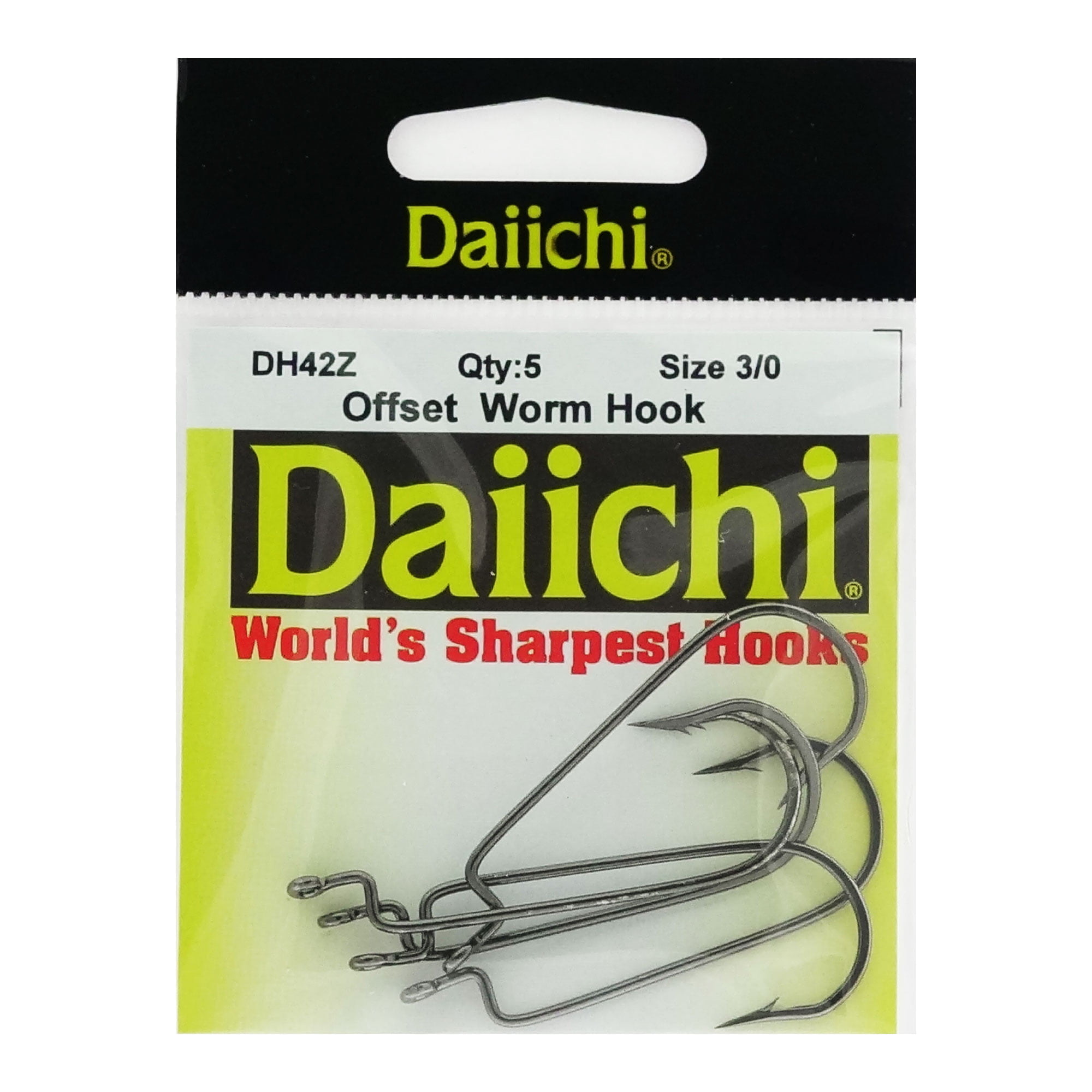 Daiichi D42Z Offset, Wide Gap Worm Hook, Black Nickel, Size 3/0 