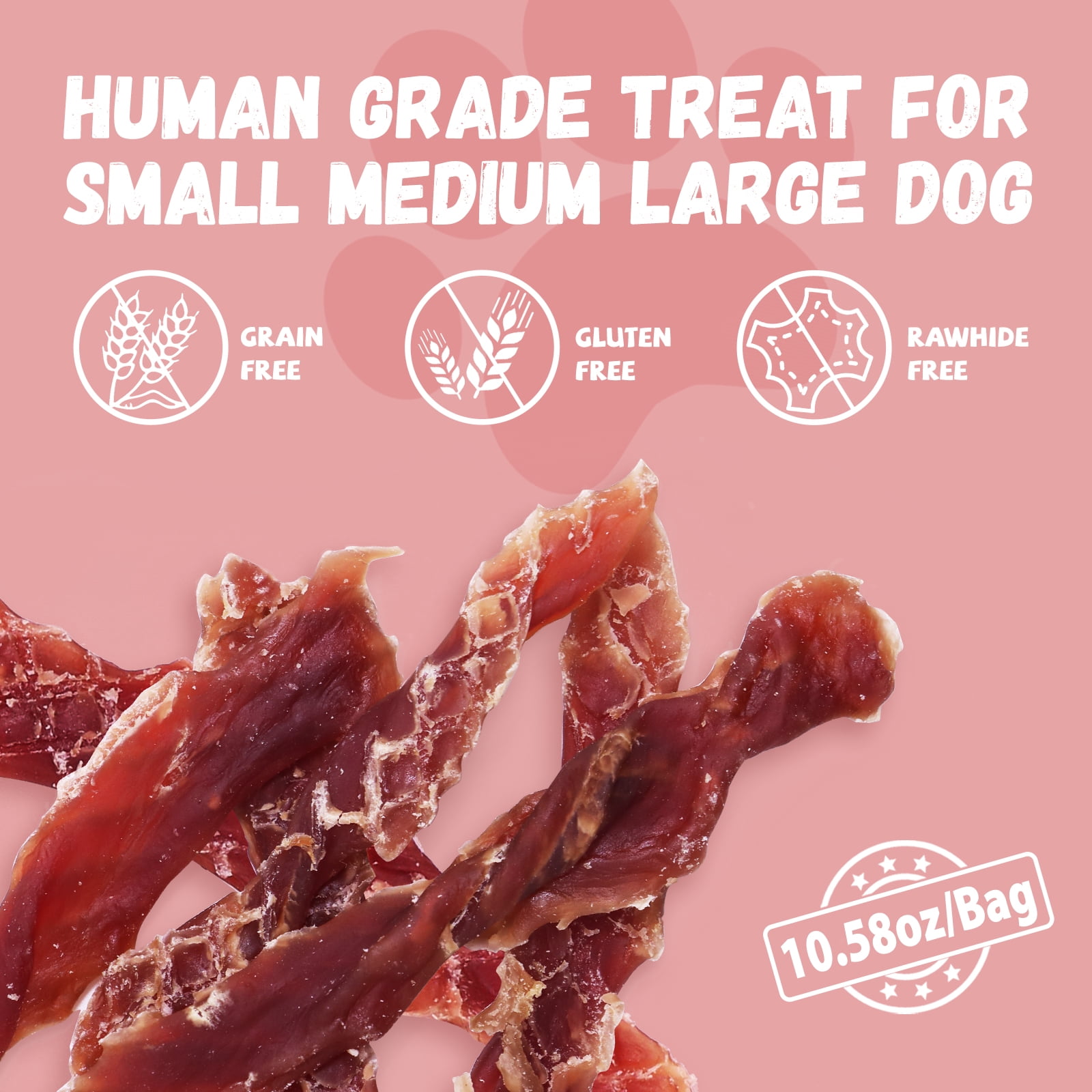 (3 pack) Pawmate Duck Jerky Dog Treats, Premium Jerky Healthy Snacks for Small Medium Large Dogs, 27-30ct Bag