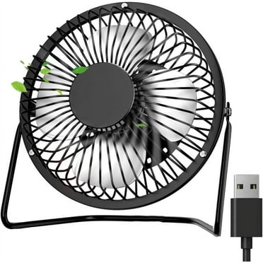 NOGIS 4 Inch Small USB Desk Fan, Mini Quiet Fan with Metal Construction & Strong Airflow & 360°Adjustable Tilt Angle, Personal Cooling Fan for Desktop Office (Black)