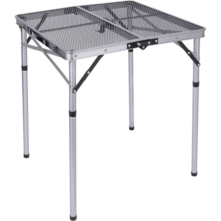 Sportneer Grill Table for Outside, 3ft(L) x 2ft(W) Height Adjustable  Camping Table Lightweight Aluminum Folding Portable Metal Folding Outdoor  Grill