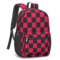 thumbnail image 2 of Red and Black Checkered Pattern 17" School Backpacks for Teens,Waterproof Oxford Fabric,S-Shape Padded Straps for School,Travel,Hiking,Camping, 2 of 6