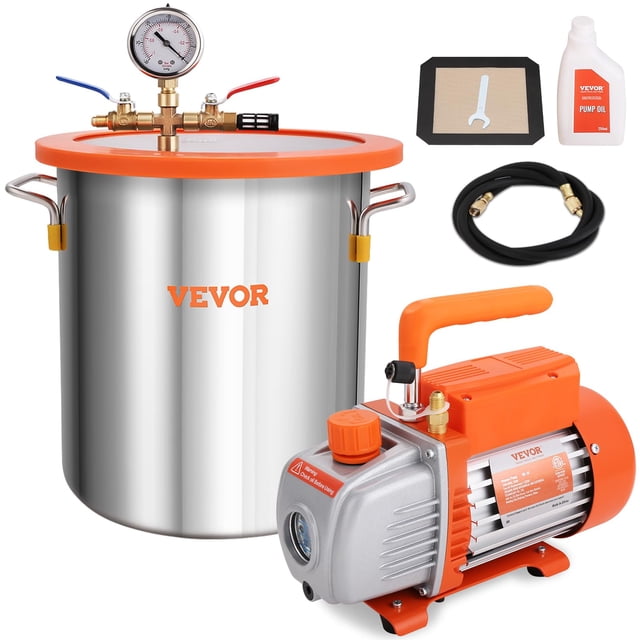 Kit de cámara de vacío VEVOR de 5 galones con bomba de vacío de 40 micras
