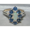 thumbnail image 6 of LBG British Made 925 Sterling Silver Natural Opal & Sapphire Womens Promise Ring - 33 size options - Size 10.5, 6 of 9