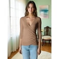 thumbnail image 4 of Blusa Mujer Manga 3 Cuartos Cuello V Comodidad y Estilo, 4 of 5