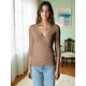 thumbnail image 4 of Blusa Mujer Manga 3 Cuartos Cuello V Comodidad y Estilo, 4 of 5