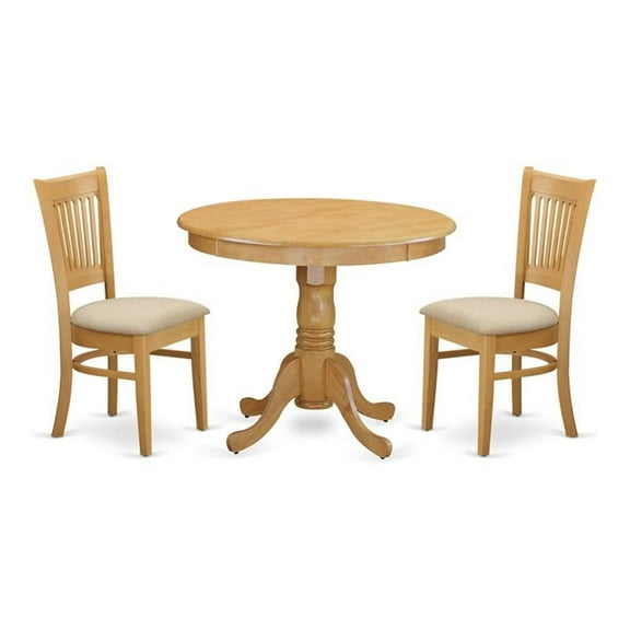 Pemberly Row Antique 3-piece Traditional Wood Dining Table Set in Oak